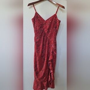 Bardot Lexie Midi Dress Leopard Print Ruffle Womens Size 6